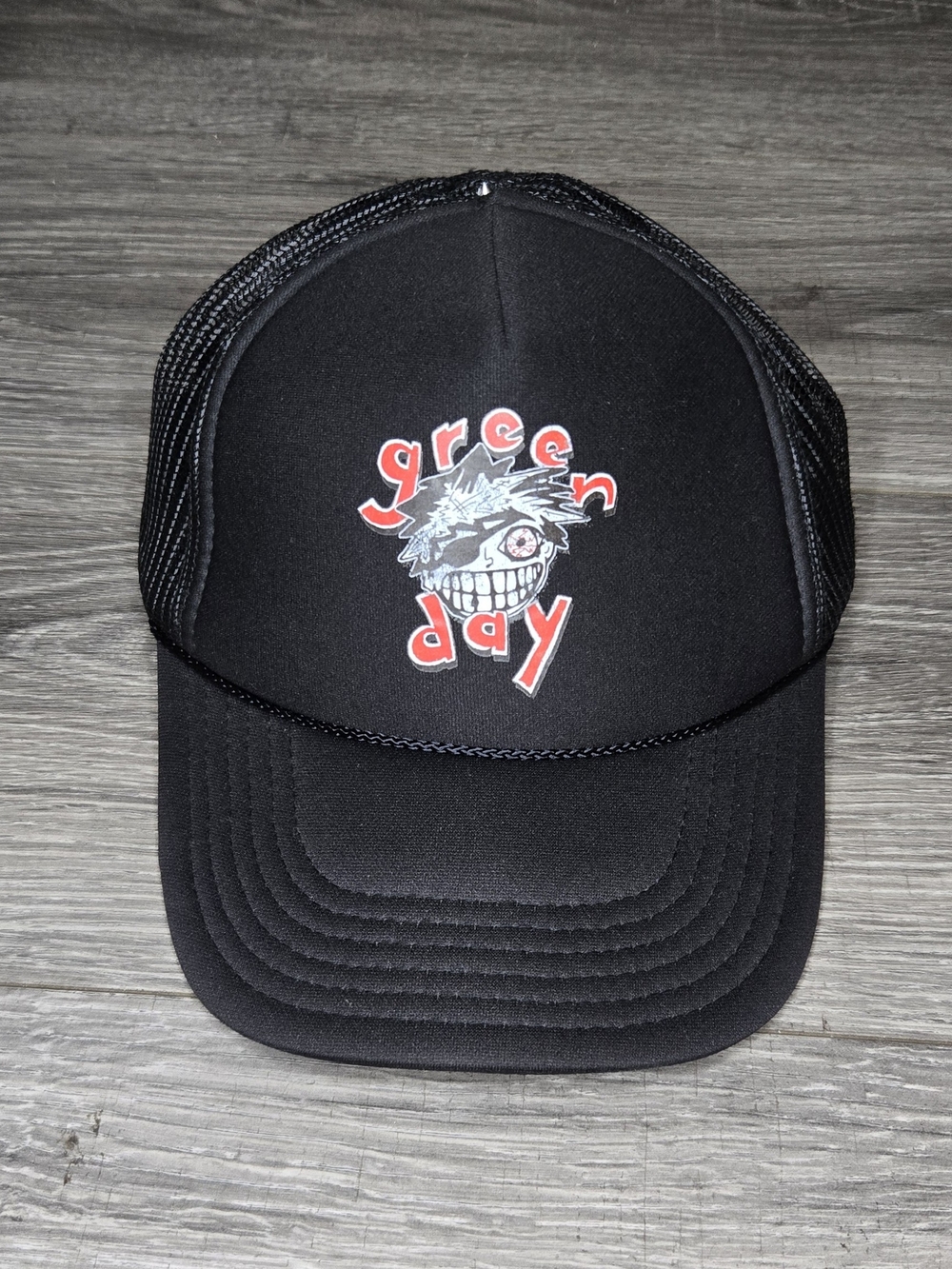 Green Day Trucker Hat OTTO Black Mesh Snapback Punk Rock Band Graphic Cap